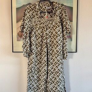 Noisy may Brown and White Button Down Shirt